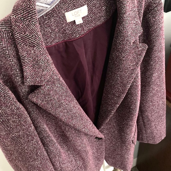 LOFT Jackets & Blazers - LOFT purple blazer herringbone tweed long